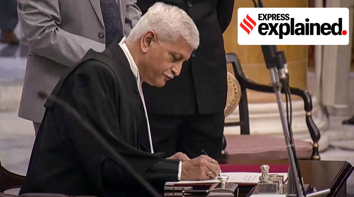 Justice U U Lalit taking oath as the CJI. (PTI)
