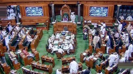 Uproar in Lok Sabha, Sonia Gandhi joins protests in Well of the House