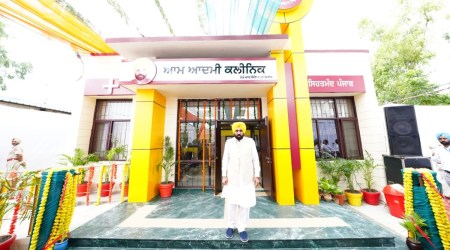 Punjab CM Bhagwant Mann at an AAP clinic.