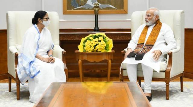 Mamata Banerjee meets Narendra Modi on Friday. (Photo: ANI)