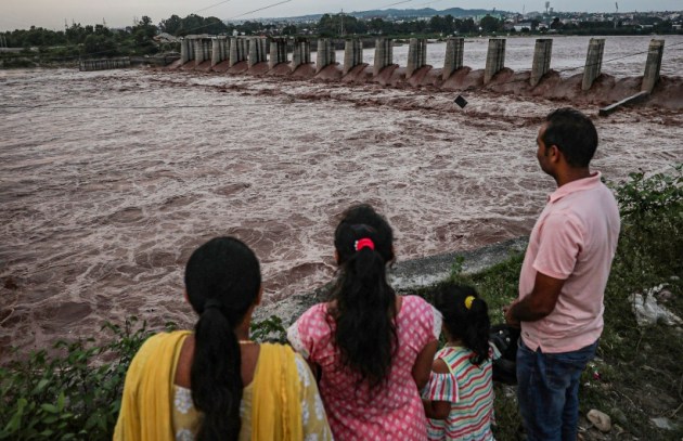 Swollen Tawi river in Jammu