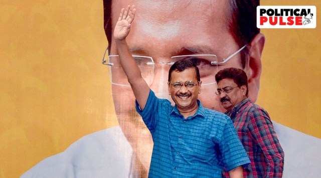 Delhi Chief Minister and AAP Convener Arvind Kejriwal during a meeting with traders and businessmen, in Rajkot (PTI Photo)