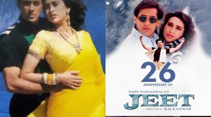 414px x 230px - Karisma Kapoor recalls first 'outdoor shoot' with Salman Khan as Jeet  completes 26 years: 'When we were dreamersâ€¦' | Bollywood News - The Indian  Express