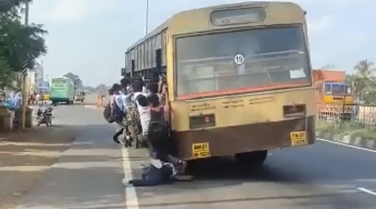 Mulaisex - Tamil Nadu school boy falls off from moving public bus, video goes viral |  Chennai News - The Indian Express
