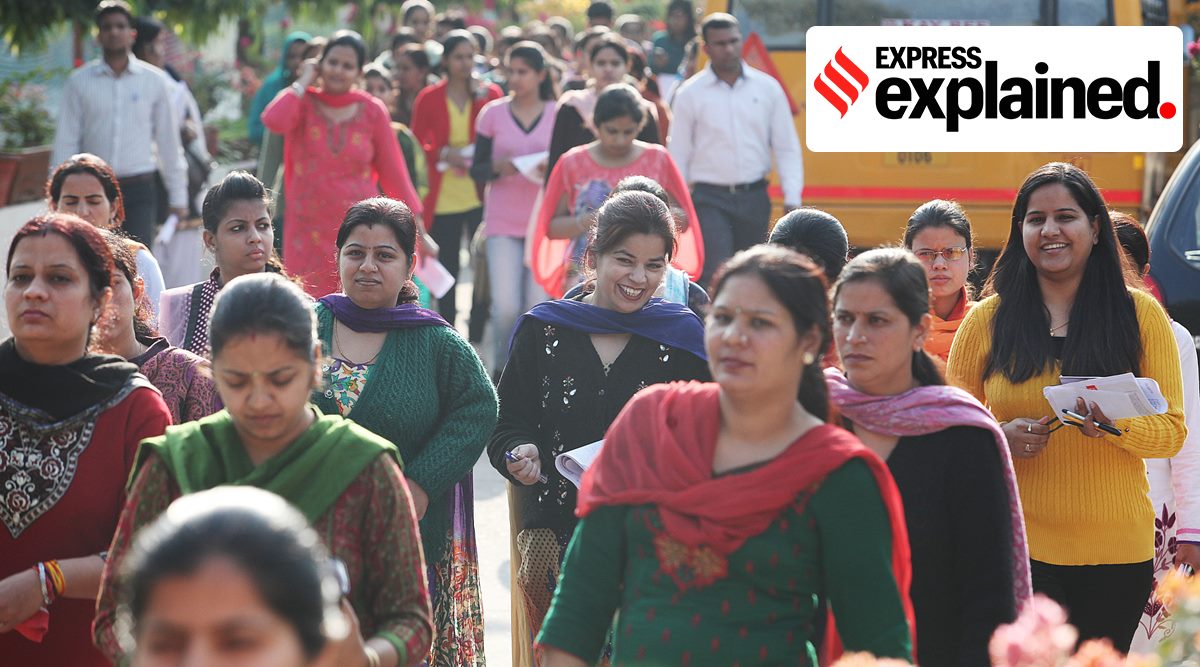 Candidates appear for a teacher eligibility test in Chandigarh. (Express Photo: Jasbir Malhi, File)