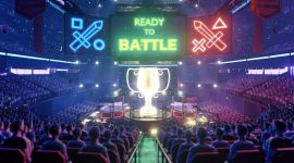 upcoming quiz competitions india quiz battle arena with lights and audience in neon colours