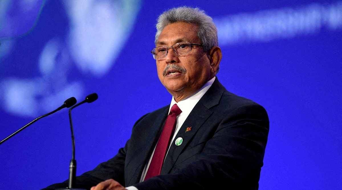 Sri Lanka's then president, Gotabaya Rajapaksa, presenting his national statement during  the World Leaders' Summit at the UN Climate Change Conference (COP26) in Glasgow, Scotland, Britain November 1, 2021. (REUTERS/File Photo)