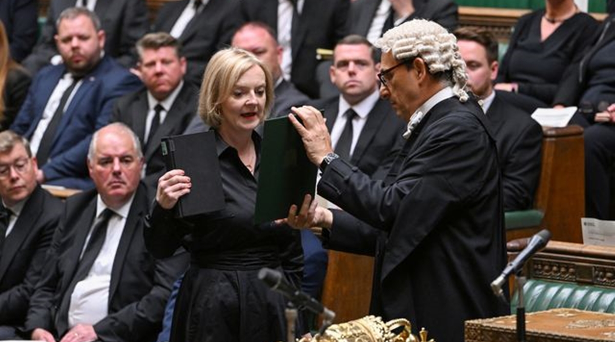 British Prime Minister Liz Truss takes the oath and swears allegiance to the Crown, His Majesty King Charles III, at the House of Commons in London, Britain September 10, 2022. (Reuters)