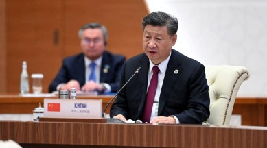 Chinese President Xi Jinping attends a meeting of heads of the Shanghai Cooperation Organization (SCO) member states at a summit in Samarkand, Uzbekistan September 16, 2022. (Foreign Ministry of Uzbekistan/Handout via )