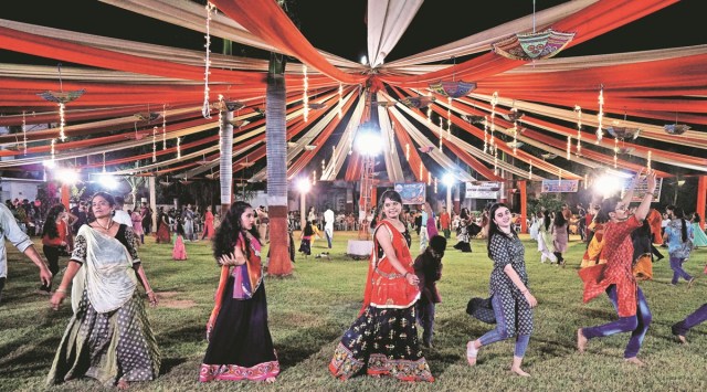A sheri garba performance in Vadodara Tuesday. (Express photo by Bhupendra Rana)