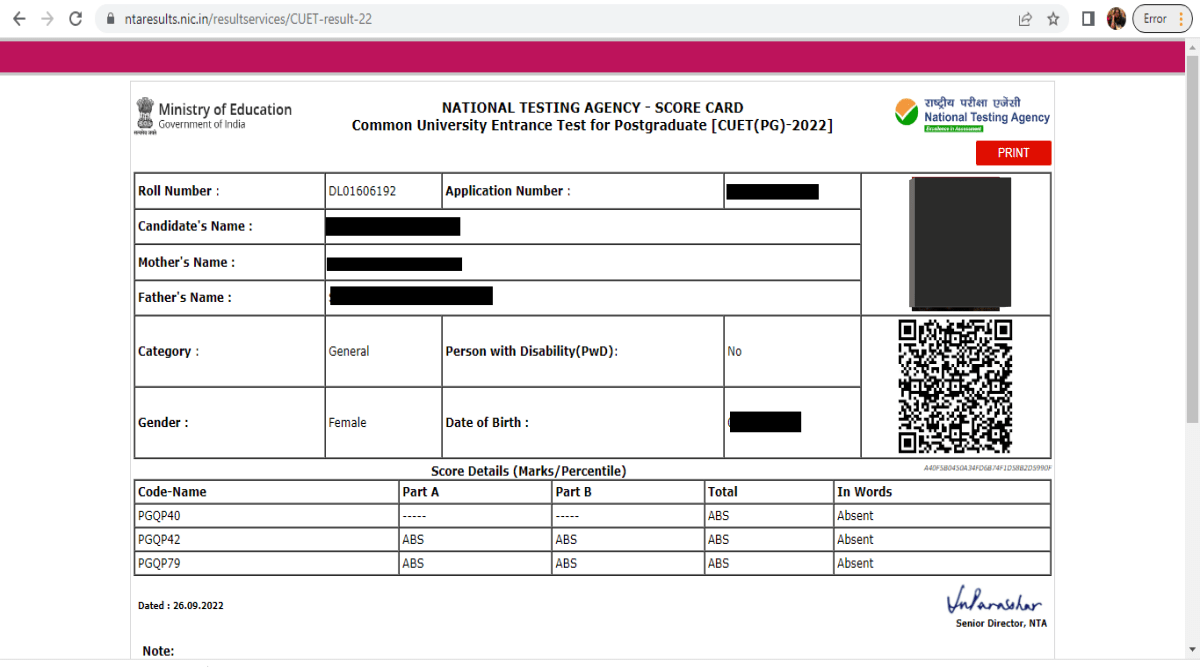 CUET PG Result 2022 Declared How to check score card cuet.nta.nic.in