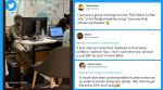 Bengaluru floods, man works in coffee shop, office, flood, Third Wave Coffee, startup, work from office, viral, trending