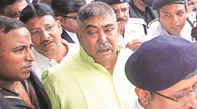 Trinamool Congress leader Anubrata Mondal at a court in Bidhannagar on Friday. (Express Photo)