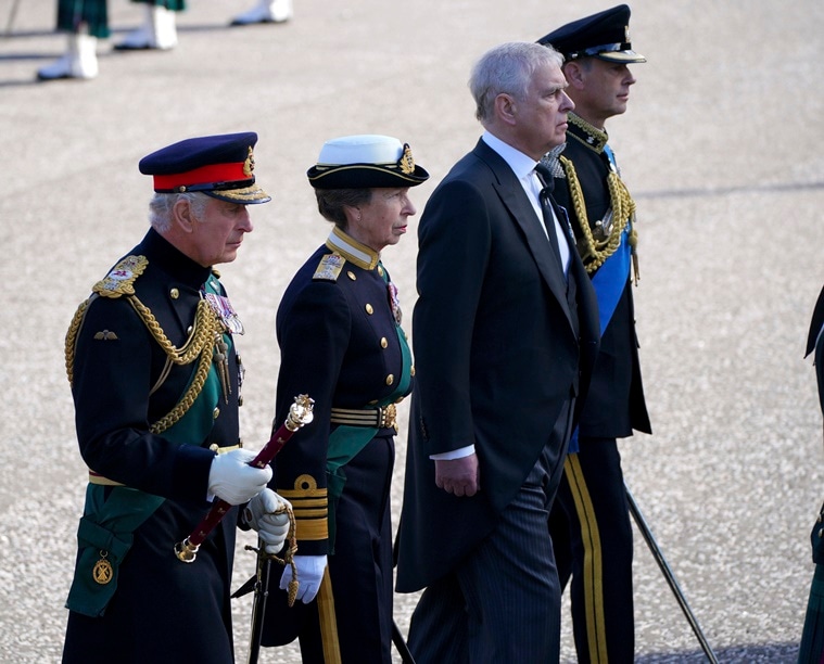 Queen Elizabeth II's funeral, Queen Elizabeth II death, Queen Elizabeth II children, Queen Elizabeth II coffin, Queen Elizabeth II and Princess Anne, Queen Elizabeth II coffin Scotland, Princess Anne vigil outfit, Princess Anne makes history, indian express news