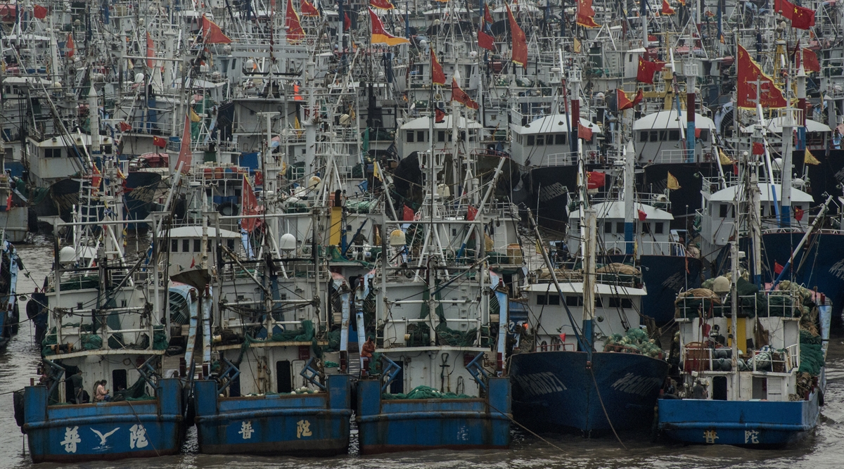 Fishing boats in Zhoushan, ChinaÕs largest fishery, Sept. 29, 2015. With its own coastal waters depleted, China has built a global fishing operation unmatched by any other country. (The New York Times)