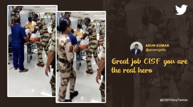 CISF saves passenger's life, CISF gives CPR, CPR, Chennai airport, CISF performs CPR, indian express