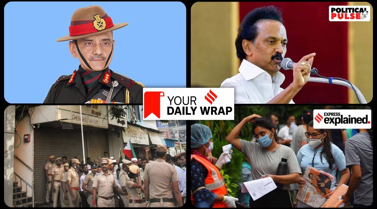 (Clockwise) Lt Gen Anil Chauhan (retired); Tamil Nadu CM MK Stalin; EWS quota in educational instituions; and Popular Front of India (PFI) and its associates banned