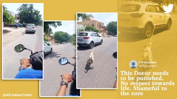 Dog chained to SUV, car, Jodhpur, Rajasthan, animal cruelty, abuse, stray dog, doctor, Dr Rajneesh Galwa, viral, trending