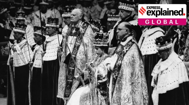 In this June 2, 1953 file photo, Britain's Queen Elizabeth II sits on a throne, during her coronation, in London. (AP Photo, File)