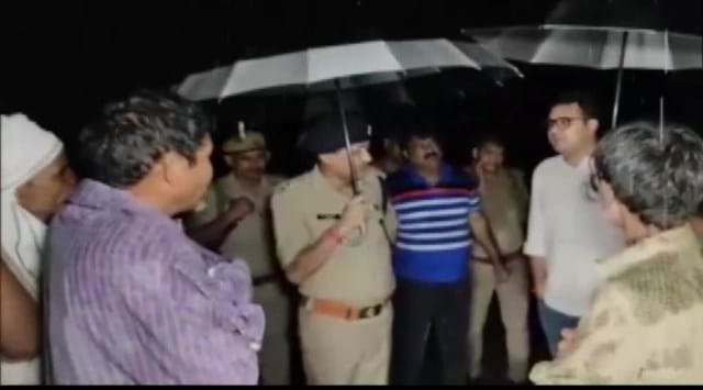 Police was seen at the site of the collapse. (ANI)