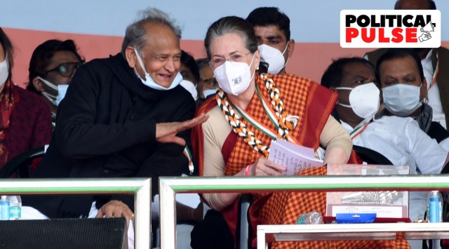 Congress President Sonia Gandhi with Rajasthan Chief Minister Ashok Gehlot. (Express photo by Rohit Jain Paras/File)