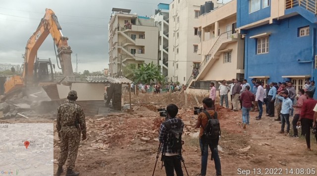 The Bruhat Bengaluru Mahanagara Palike (BBMP) continued its encroachment eviction drive along SWDs in Mahadevapura and Yelahanka zones. (Express Photo)