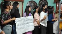 Manipur University students protest showcause notice to professor who criticised state govt