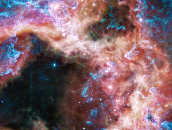 Image of the Tarantula Nebula captured by JWST's MIRI
