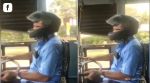 kerala PFI hartal, PFI hartal, KSRTC driver wears helmet, bus driver wears helmet, KSRTC, PFI, indian express