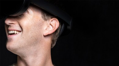 An image of Meta CEO Mark Zuckergberg wearing a VR headset