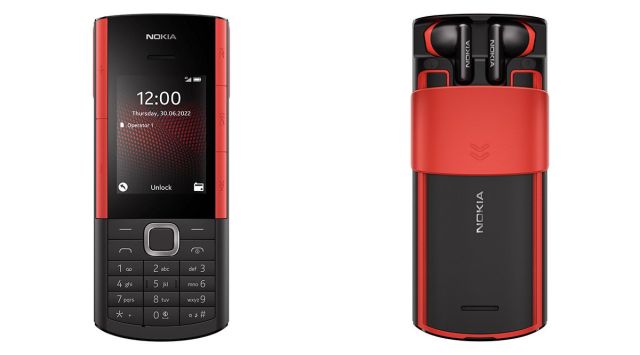 The Nokia 5710 XpressAudio is pictured here in black/red