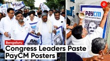 Congress Leaders DK Shivakumar, Siddaramaiah Paste PayCM Posters In Bengaluru