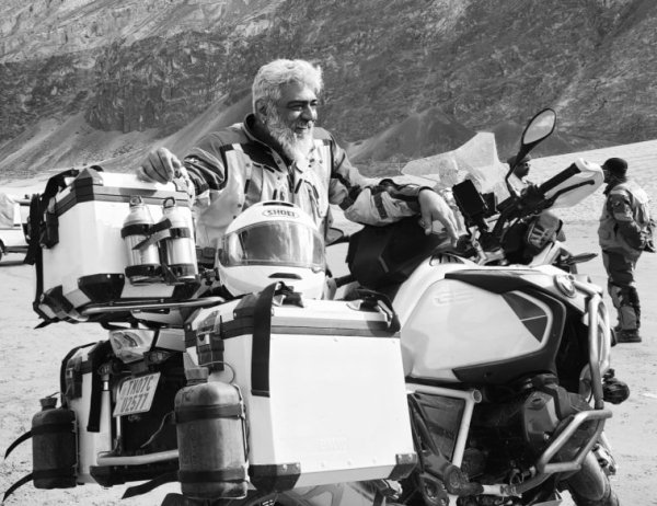 Ajith from Ladakh bike ride (Image:Twitter/Suresh Chandra)