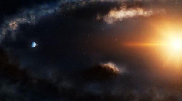 artist's illustration of a planet forming in a protoplanetary disk