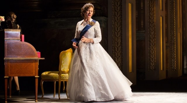 The actress Helen Mirren as Queen Elizabeth in a scene from 'The Audience' at the Gerald Schoenfeld Theater in New York on Feb. 13, 2015. (The New York Times)