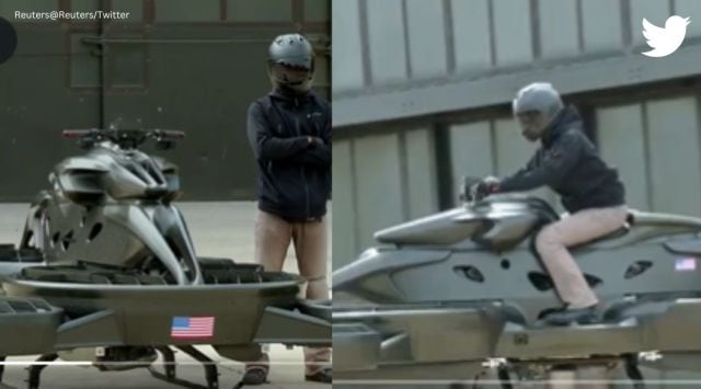 flying bike, hoverbike, bike, flying bike US debut, flying bike video, bike, bike video, indian express