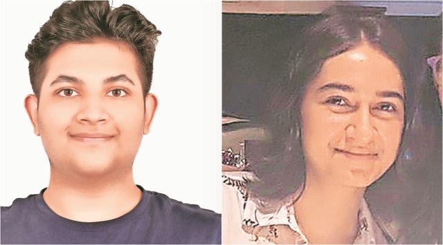 Rishi Balse, who topped the state with an all-India rank of sixth, and Vaidehi Jha from Wadala, who topped the girls’ category in the state’s merit list. (Express Photo)