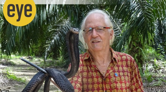 Rom with Sumantran spitting cobra, 2017 (Photo: Md. Silmi)