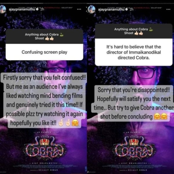 Screenshots of Ajay Gnanamuthu's Instagram stories