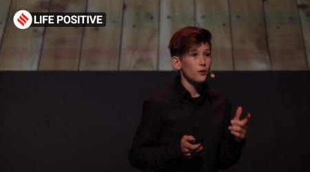 Tanner Welton helps the audience understand cell phone addiction.
(Source: TEDx Talks/Youtube)