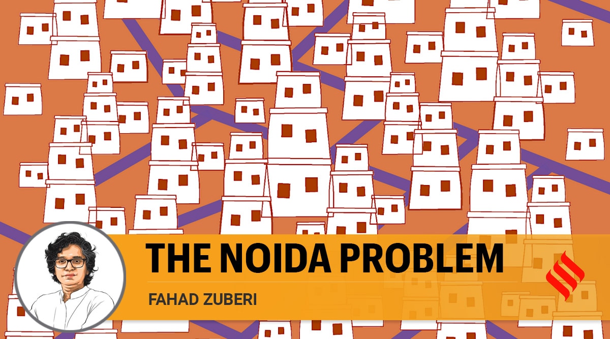 Fahad Zuberi writes: Noida has seen a steep rise in real estate legal battles, and an increased stress on government infrastructure that is trying to mitigate the crisis. (Illustration: CR Sasikumar)