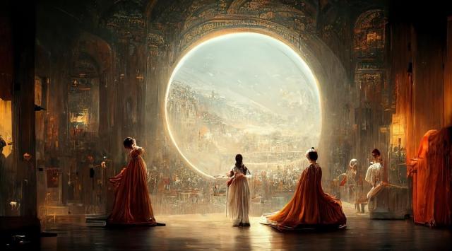 In an image he provided, Jason Allen’s AI-generated work “Théâtre D’opéra Spatial,” which took first place in the digital category at the Colorado State Fair. Allen acknowledged using the Midjourney AI tool in the entry, but the award has nonetheless sparked a furious backlash. (Jason Allen via The New York Times) 