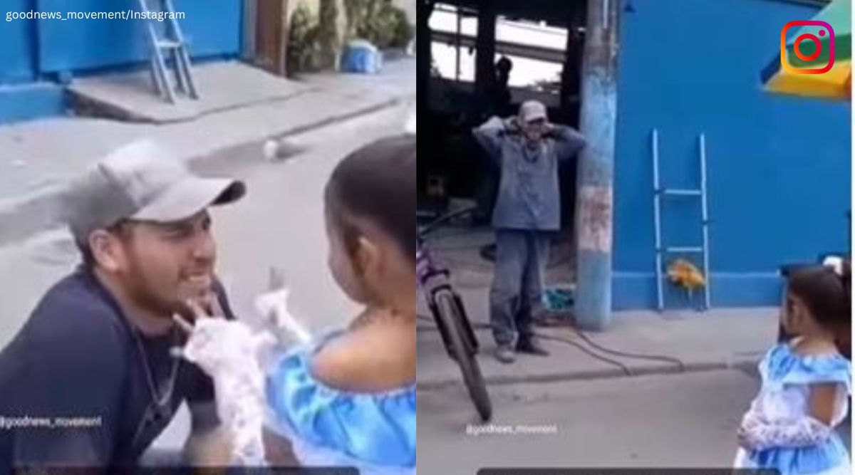 1200px x 667px - Little girl surprises dad at work, flaunts dress she wore for school  function. Video melts hearts online | Trending News - The Indian Express