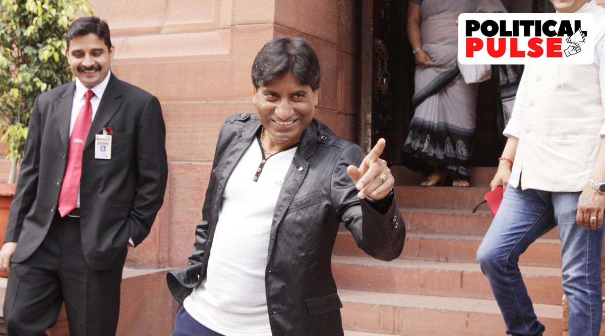 File photo of comedian Raju Srivastava at Parliament House. (Express photo by Praveen Jain)