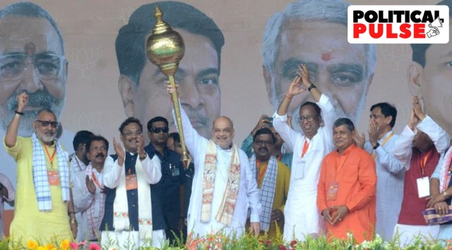Union Home Minister Amit Shah in Purnea Bihar. (Express photo by Rakhi Sharma)