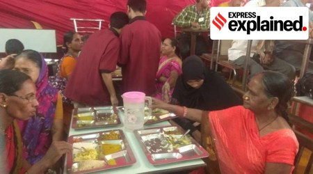 People being served meals under the Shiv Bhojan Scheme of Maharashtra government