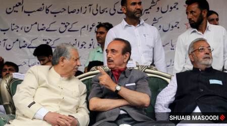 Ghulam Nabi Azad at a public meeting in  Baramulla, Sunday.