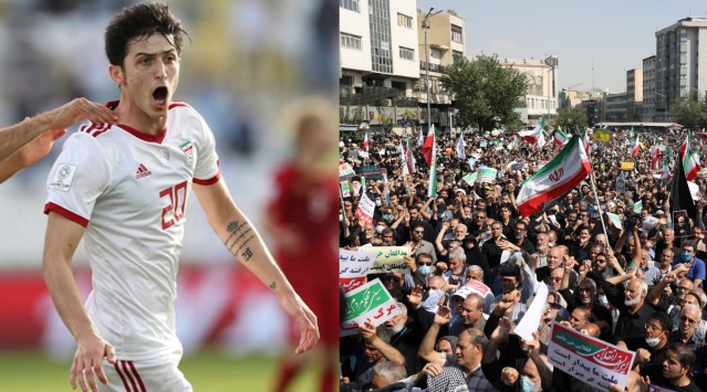 sardar azmoun, iran protest, iran protest today, iran protest news