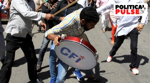 Members of the Campus front of india (CFI) during a protest at Delhi's Jantar Mantar in 2016. (Express File Photo)