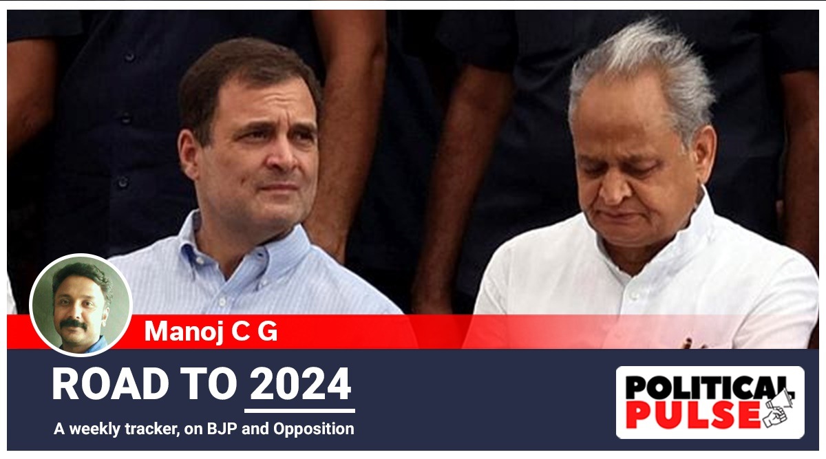 Congress leaders Rahul Gandhi with party leaders Ashok Gehlot at the AICC headquarters in June. (Express photo by Prem Nath Pandey)